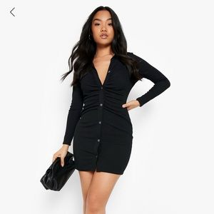 NWT Petite Black Button Down Shirt Dress